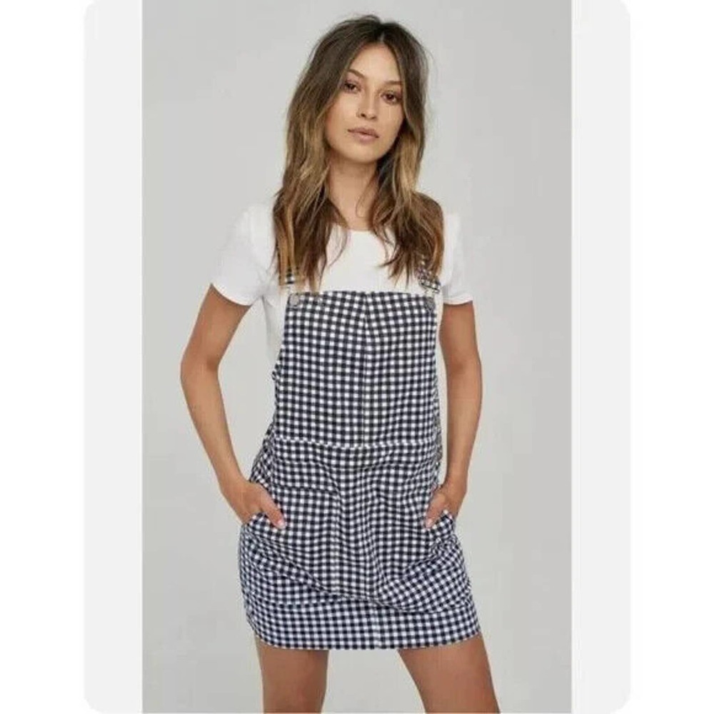 VOLCOM Georgia May Jagger Overalls Frochickie Gingham Dress Medium/M/4/6 NEW